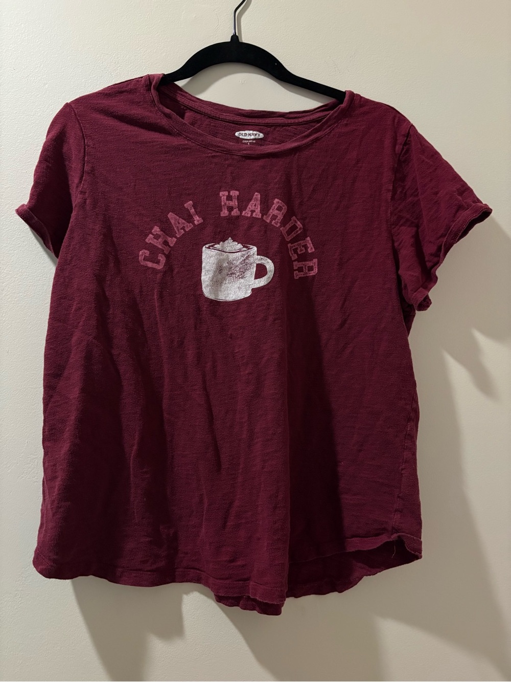 Old Navy Burgundy Graphic 'Chai Harder' Tee